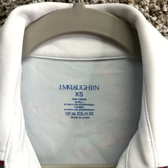 J. McLaughlin Polo Women’s XS Light Blue and Pink Short Sleeve Shirt - Picture 2 of 4